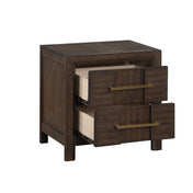 Nightstand, 2 Drawers, Acacia and Engineered Wood, Brown