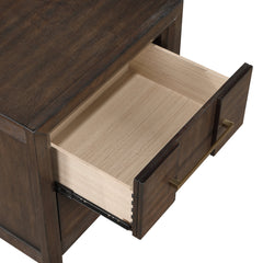 Nightstand, 2 Drawers, Acacia and Engineered Wood, Brown