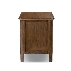 Nightstand, 2 Drawers, Aged Oak Solid Wood and Veneer