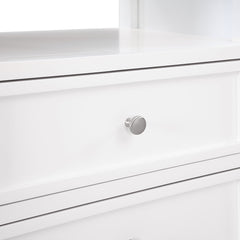 Nightstand, 2 Drawers and Open Shelf, White Solid and Engineered Wood