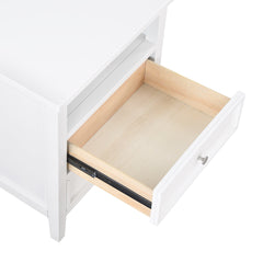 Nightstand, 2 Drawers and Open Shelf, White Solid and Engineered Wood