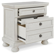 Nightstand, 2 Drawers, Antiqued White with Dark Bronze-Tone Knobs