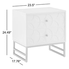 Nightstand, 2 Drawers, Engineered Wood and Metal, Gold Base, Gray Top