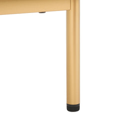 Nightstand, 2 Drawers, Engineered Wood, Bleached White and Gold