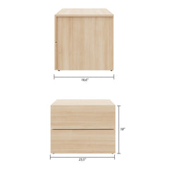 Nightstand, 2 Drawers, Engineered Wood Frame, Rectangular, Beige