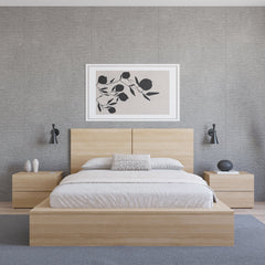 Nightstand, 2 Drawers, Engineered Wood Frame, Rectangular, Beige