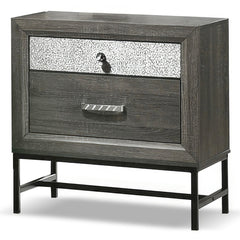 Nightstand, 2 Drawers, Gray Manufactured Wood Top, Metal Legs