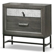 Nightstand, 2 Drawers, Gray Manufactured Wood Top, Metal Legs
