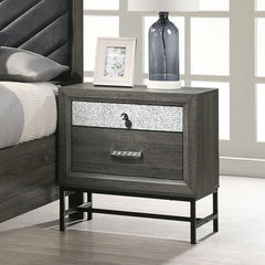 Nightstand, 2 Drawers, Gray Manufactured Wood Top, Metal Legs