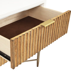Nightstand, 2 Drawers, Mahogany and Engineered Wood, White