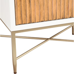 Nightstand, 2 Drawers, Mahogany and Engineered Wood, White