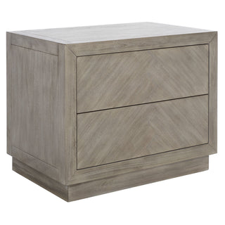 Nightstand, 2 Drawers, Mahogany Wood and MDF, Ash Brown