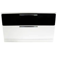 Nightstand, 2 Drawers, Poplar and MDF, Black and White Gloss
