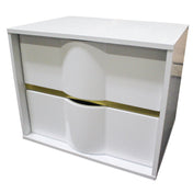 Nightstand, 2 Drawers, Poplar and MDF, White and Gold, High Gloss