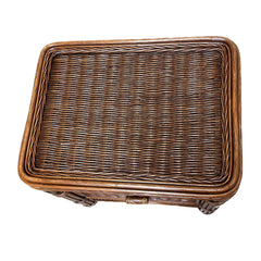 Nightstand, 2 Drawers, Rattan and Wicker, Brown