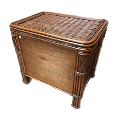 Nightstand, 2 Drawers, Rattan and Wicker, Brown