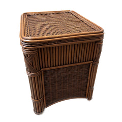 Nightstand, 2 Drawers, Rattan and Wicker, Brown