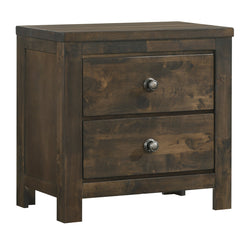 Nightstand, 2 Drawers, Reclaimed Solid Wood, Rustic Gray