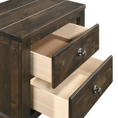 Nightstand, 2 Drawers, Reclaimed Solid Wood, Rustic Gray