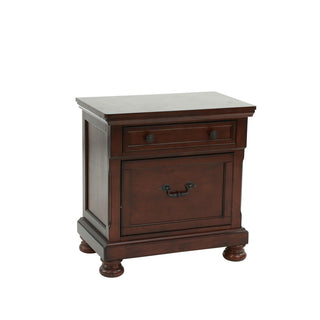Nightstand, 2 Drawers, Rectangular, Brown