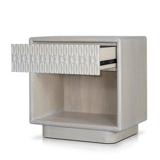 Nightstand, 2 Drawers, Resin Frame, MDF Top, White
