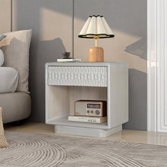 Nightstand, 2 Drawers, Resin Frame, MDF Top, White