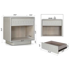 Nightstand, 2 Drawers, Resin Frame, MDF Top, White