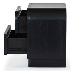 Nightstand, 2 Drawers, Rubberwood and Oak Veneer, Black