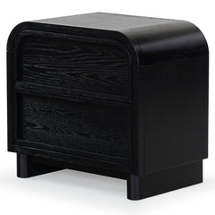 Nightstand, 2 Drawers, Rubberwood and Oak Veneer, Black