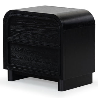 Nightstand, 2 Drawers, Rubberwood and Oak Veneer, Black