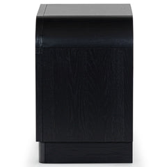 Nightstand, 2 Drawers, Rubberwood and Oak Veneer, Black