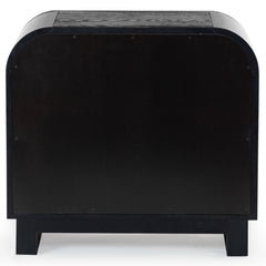 Nightstand, 2 Drawers, Rubberwood and Oak Veneer, Black