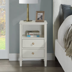 Nightstand, 2 Drawers, Solid and Engineered Wood, Antique White