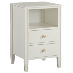 Nightstand, 2 Drawers, Solid and Engineered Wood, Antique White