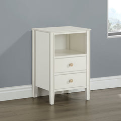 Nightstand, 2 Drawers, Solid and Engineered Wood, Antique White