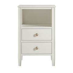 Nightstand, 2 Drawers, Solid and Engineered Wood, Antique White