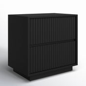 Nightstand, 2 Drawers, Solid and Engineered Wood Frame, Black