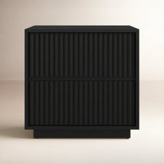 Nightstand, 2 Drawers, Solid and Engineered Wood Frame, Black