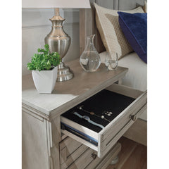 Nightstand, 2 Drawers, Solid and Engineered Wood, Light Gray