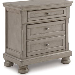 Nightstand, 2 Drawers, Solid and Engineered Wood, Light Gray