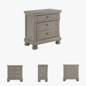 Nightstand, 2 Drawers, Solid and Engineered Wood, Light Gray