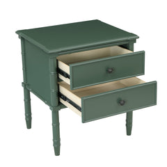 Nightstand, 2 Drawers, Solid and Engineered Wood, Vintage Green