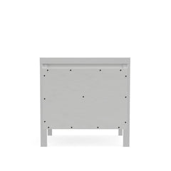 Nightstand, 2 Drawers, Solid and Engineered Wood, White, Brass Hardware