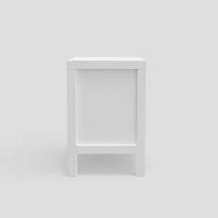 Nightstand, 2 Drawers, Solid and Engineered Wood, White, Brass Hardware