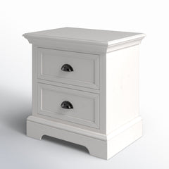 Nightstand, 2 Drawers, Solid and Engineered Wood, White