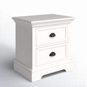 Nightstand, 2 Drawers, Solid and Engineered Wood, White