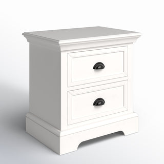 Nightstand, 2 Drawers, Solid and Engineered Wood, White