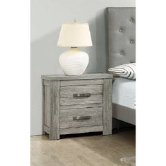 Nightstand, 2 Drawers, Solid and Manufactured Wood, Light Gray