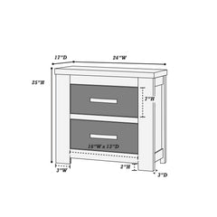 Nightstand, 2 Drawers, Solid and Manufactured Wood, Light Gray