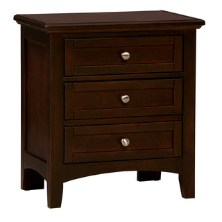 Nightstand, 2 Drawers, Solid and Manufactured Wood, Merlot